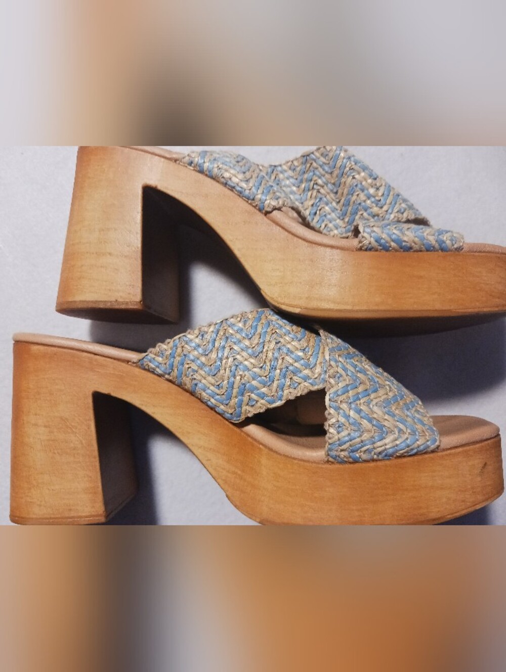 ARELLINI Heel Sandal Shoe Wood Heel Womens Size 40 Made In ITALY